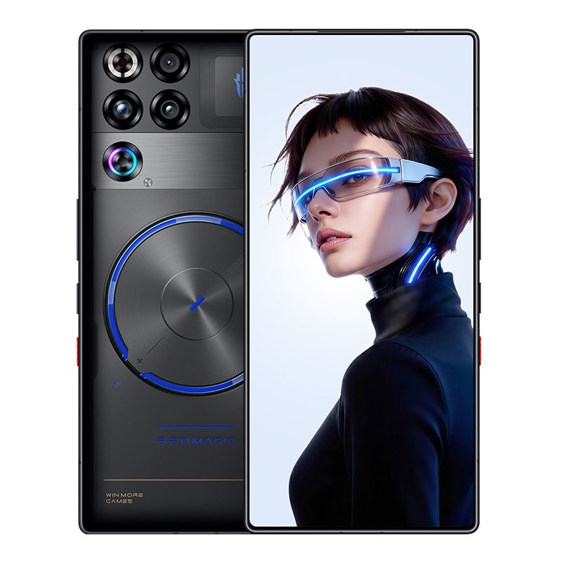 RedMagic 11S Pro+ color Negro Transparente, frente con pantalla completa sin notch y trasera con ventana de refrigeración