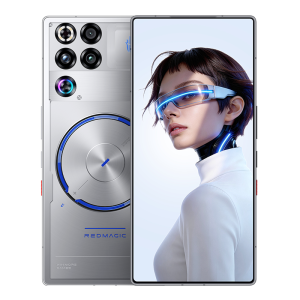 RedMagic 11S Pro+ color Plata Transparente, frente con pantalla completa sin notch y trasera con ventana de refrigeración