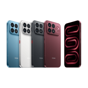 REDMI K100 Pro Max en sus cuatro colores: Azul Viento, Blanco Dorado, Negro y Rojo Cabernet