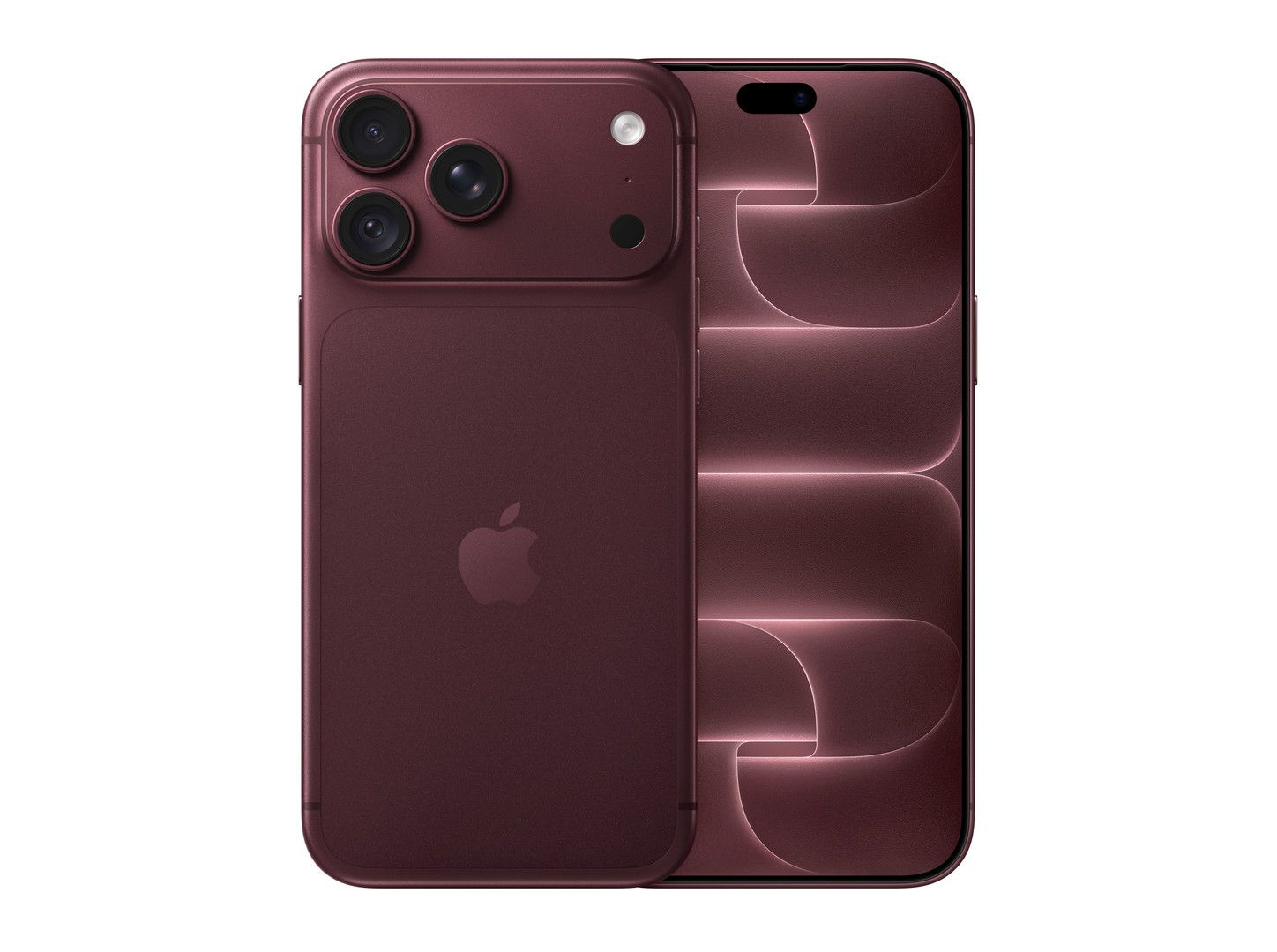 iPhone 18 Pro Max color Borgoña — frente y reverso