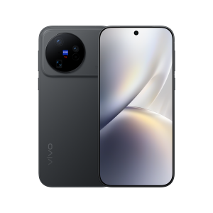 vivo X500 color Negro, frente y trasera con módulo de cámaras ZEISS
