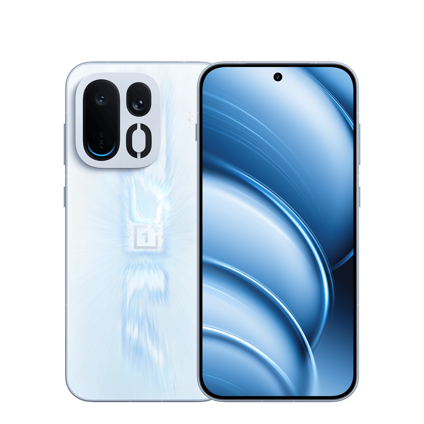 OnePlus Ace 7 Pro Azul Viento, frente y reverso